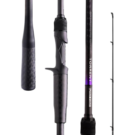 PURELURE TORRENT Medium Heavy Baitcasting Rod 7'6'', Casting Rod 2pc for Bass, TORAY Carbon Fiber T1100+M40X, Fuji SIC Guides, One-piece Full Carbon Handle Reel Seat