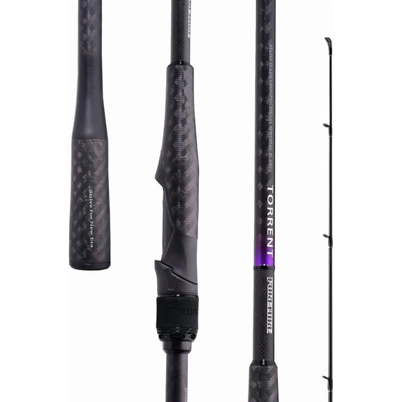 PURELURE TORRENT Medium Heavy Spinning Rod 8ft, TORAY Carbon Fiber T1100+M40X, Shore Fishing Rod Long-distance Casting, Fuji SIC Guides, One-piece Full Carbon Handle and Ultralight Reel Seat