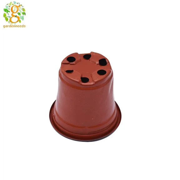 PURELY- 100 Pack Brick Red Garden Nursery Pot Plastic Plant Flower Pots Multi Purpose