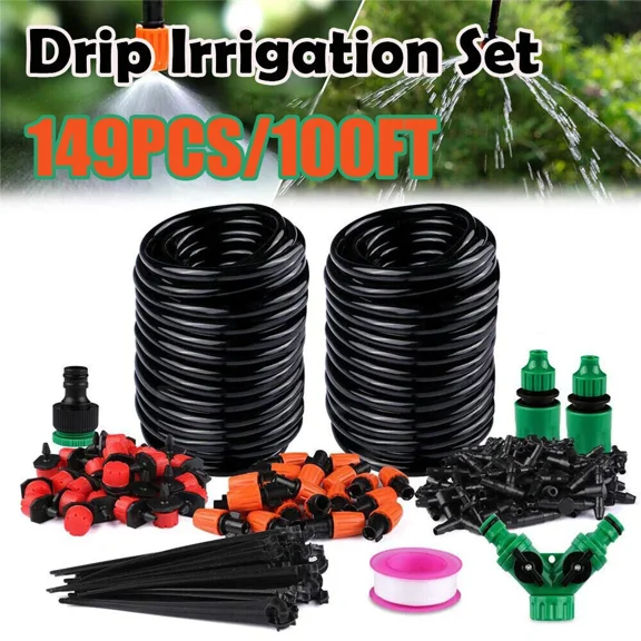 PURELY- 100Ft Drip Irrigation System Garden Plant Self Watering Hose Micro Sprinkler Kit