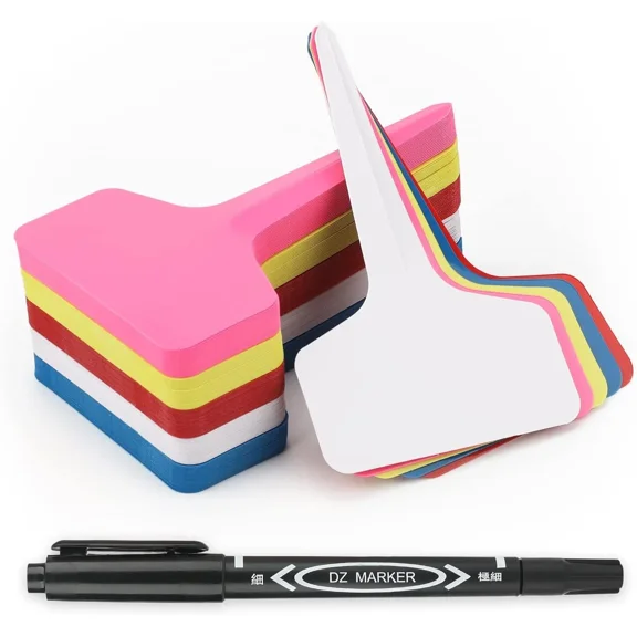 PURELY- 100Pcs Multicolored Plastic Plant Labels Durable Garden Markers With Pen