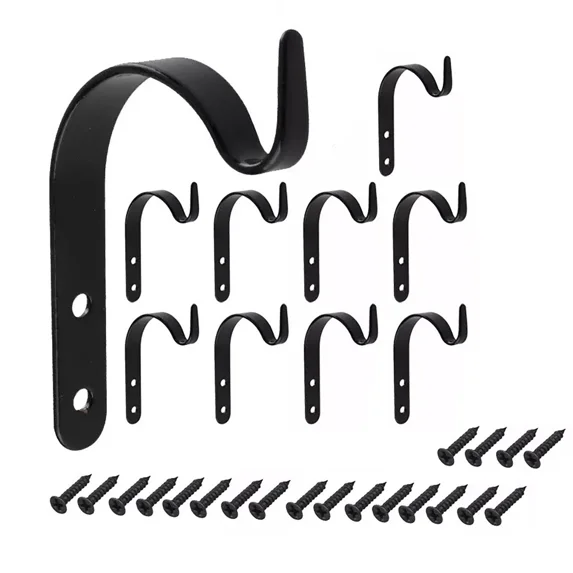 PURELY- 10Pcs Garden Metal Hanging Basket Brackets Outdoor Wall Hooks Plant Hanger