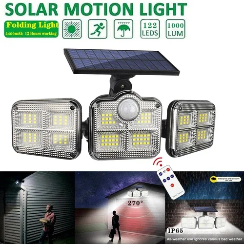 PURELY- 122 Led Solar Power Pir Motion Sensor Wall Lights Outdoor Garden Security Lamp