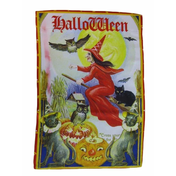 PURELY- 12X18 12"X18" Happy Halloween Witch Night Vertical Sleeve Flag Garden 100D