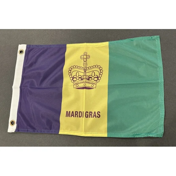 PURELY- 12X18 12"X18" Mardi Gras Crown Sleeve Flag Boat Car Garden New Orleans Bx 2