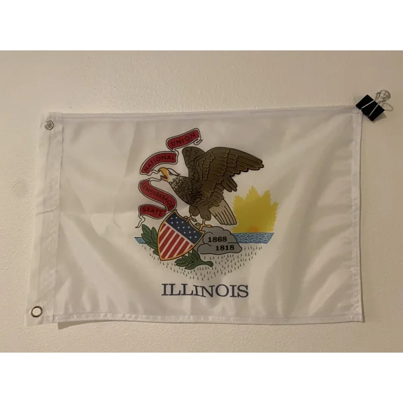 PURELY- 12X18 12"X18" State Of Illinois Sleeve Flag Boat Car Garden 3 Grommets8,Bx29