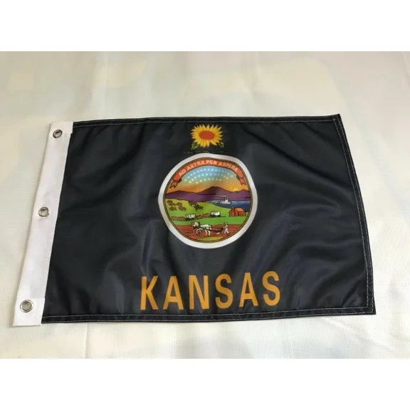 PURELY- 12X18 12"X18" State Of Kansas Sleeve Flag Boat Car Garden Grommets 3 Z8