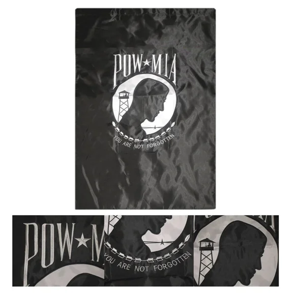 PURELY- 12X18 Embroidered Powmia Pow Mia Nylon Garden Sleeve Flag Banner 12"X18"