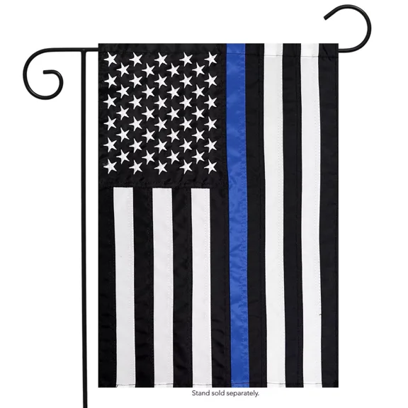 PURELY- 12X18 Usa Thin Blue Line Embroidered Garden Flag Police Memorial Honor Usa Ship