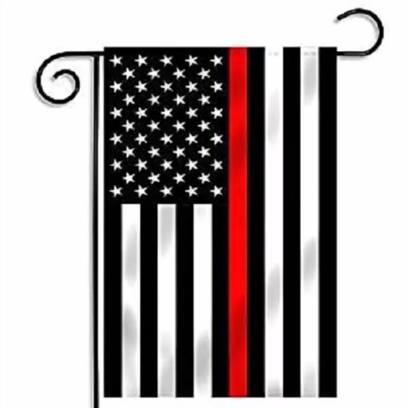 PURELY- 12X18 Usa Thin Red Line Fire Department Flag 12'X18' Sleeved Sleeve Garden Pole