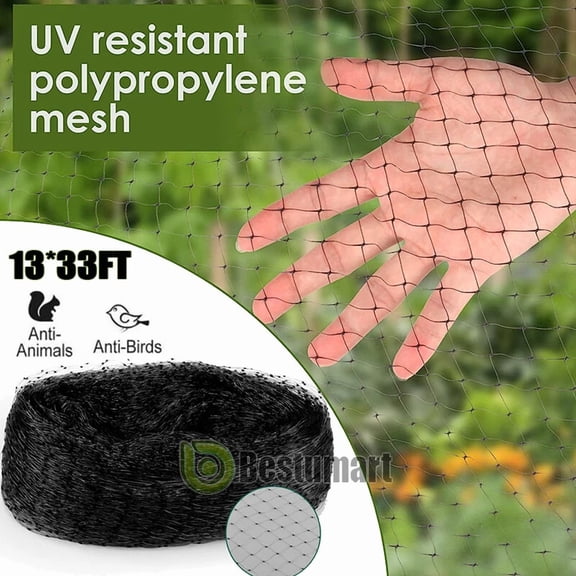 PURELY- 13X33Ft Anti Bird Netting Pond Net Protection Tree Crop Plant Fruit Garden Mesh