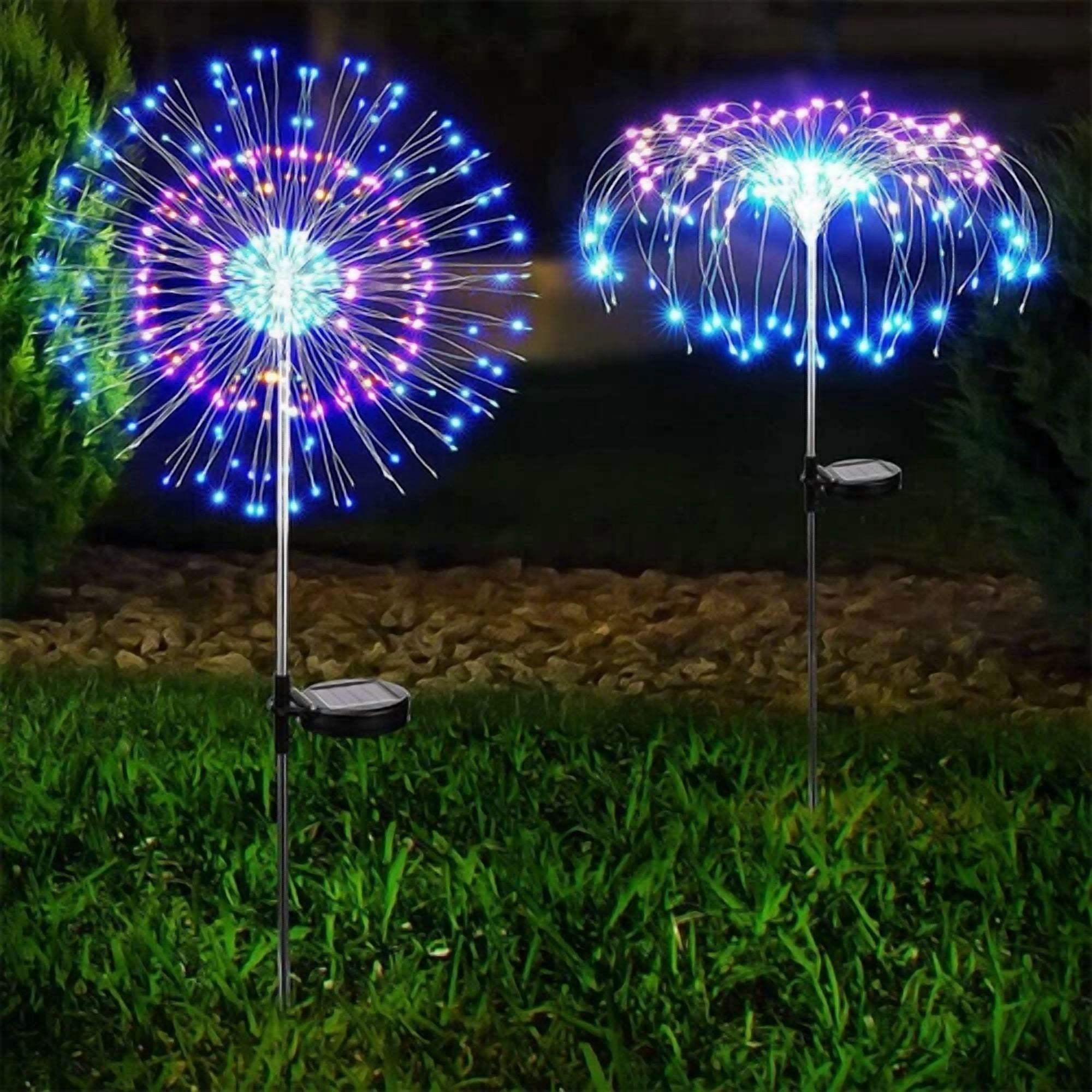 PURELY- 150 Led Solar Firework Lights Outdoor Waterproof Path Lawn ...