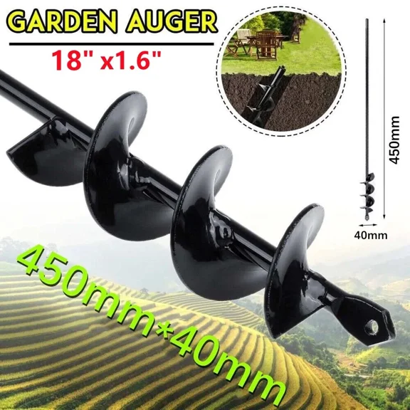 PURELY- 18" Planting Auger Spiral Hole Drill Bit For Garden Yard Earth Planter Digger