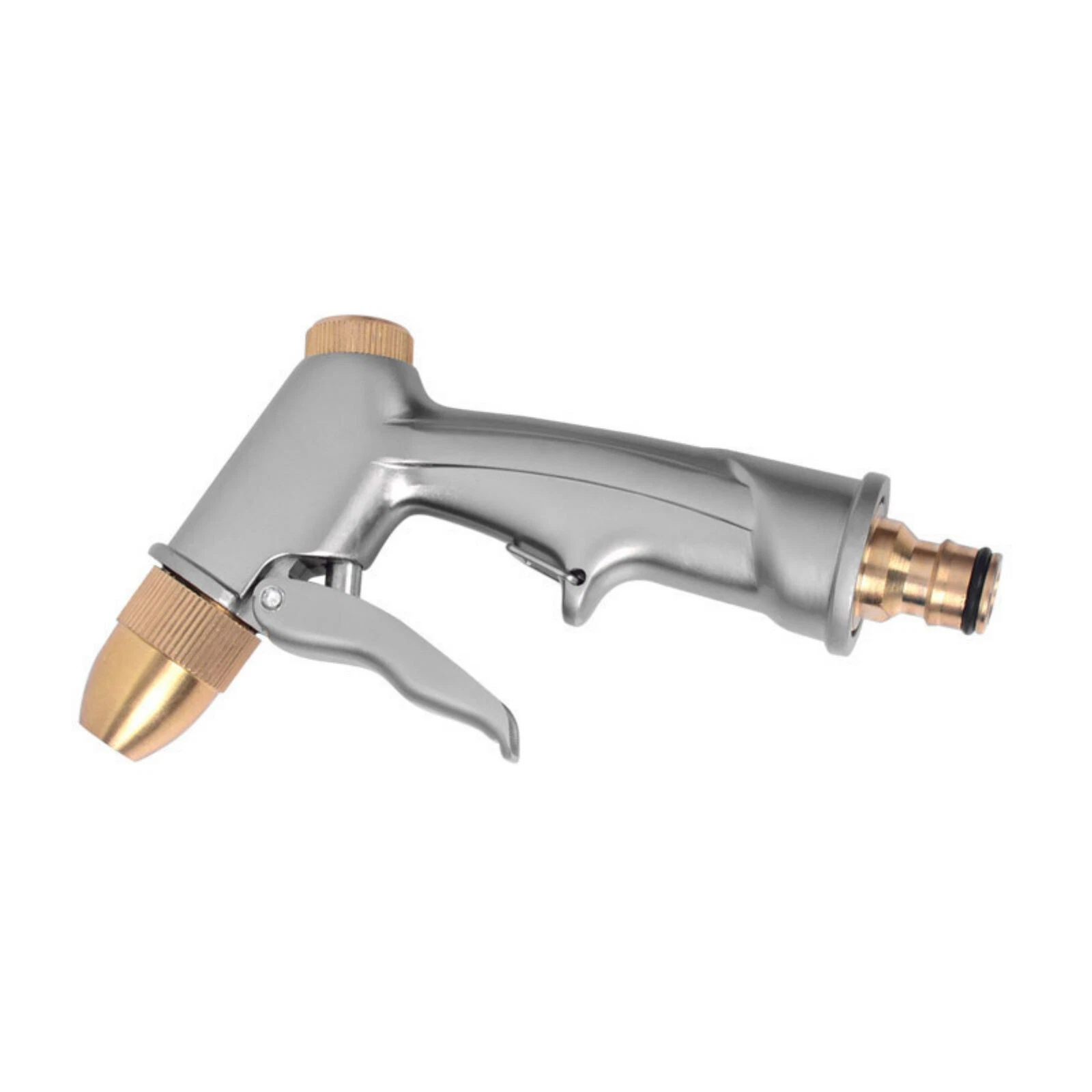 PURELY- 1Pc Garden Hose Nozzle Sprayerheavy Duty Metal High Pressure Water Silver