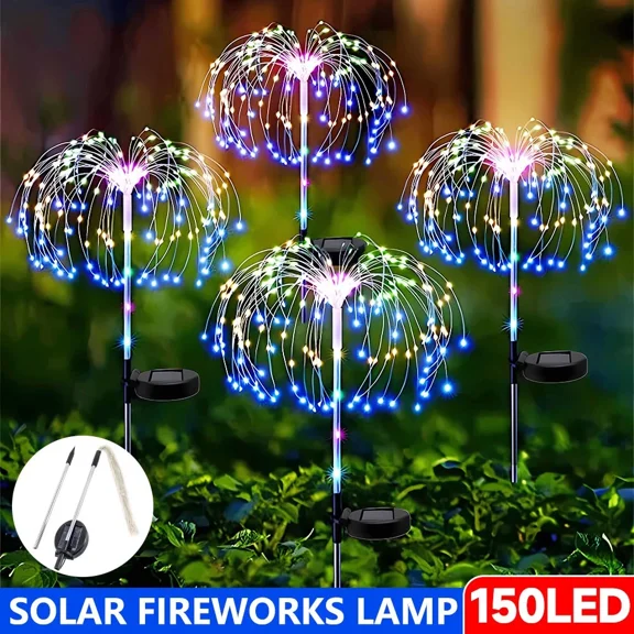 PURELY- 1Pc Garden Solar Lights Outdoor Fireworks Lights Flower Path Lawn Decor Yard Usa