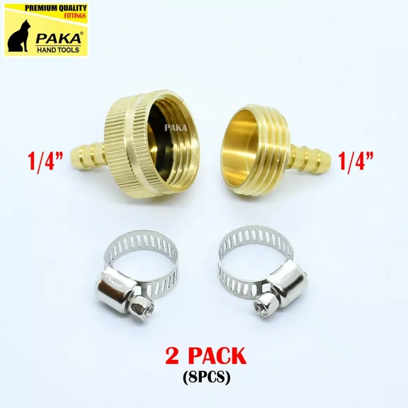 PURELY- 2 Pack 1/4" Garden Brass Hose Mender End Repair Kit Hose Connector Male Female