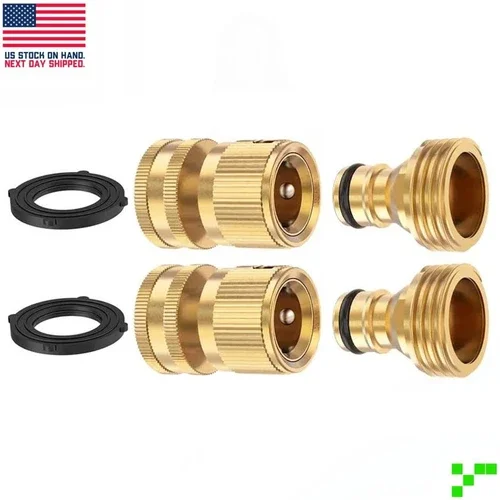 PURELY- 2 Pack 3/4 Garden Hose Quick Connect Water Solid Brass Female Male Connector Set