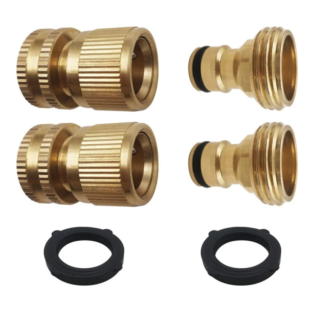 PURELY- 2 Pairs 3/4" Garden Hose Quick Connector Water Solid Brass Female Male Connect