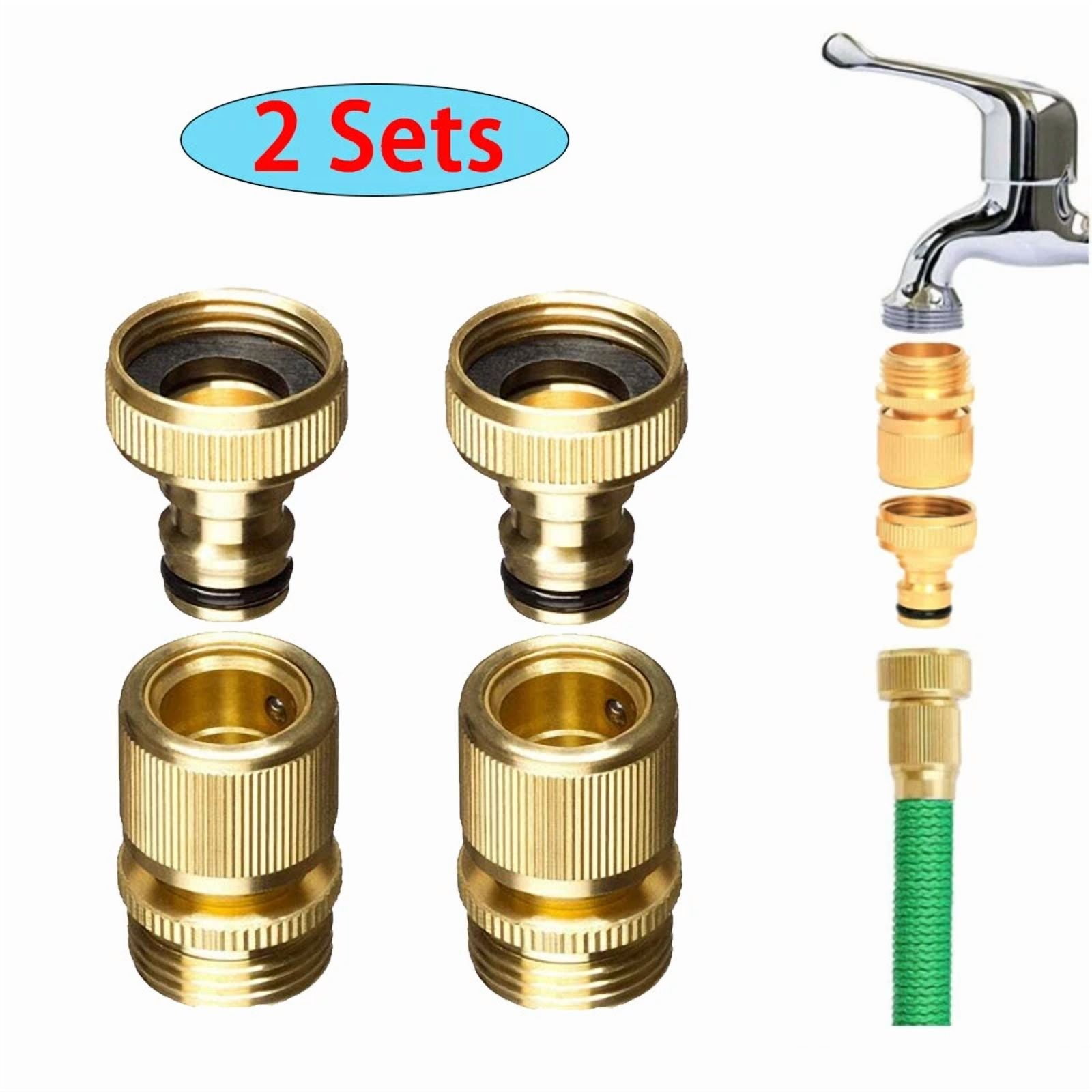 PURELY- 2 Sets 3/4" Garden Hose Quick Connect Water Hose Brass Female Male Connector