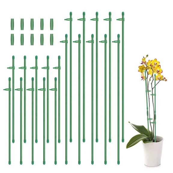 PURELY- 20 Pcs Garden Plant Support Stakes Sticks 11.8/17.7" Tomato Flower Vine Climbing