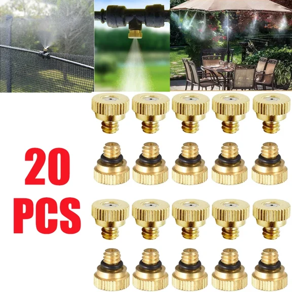 PURELY- 20X Brass Misting Nozzles For Garden Sprinkler Mister Outdoor Cooling System
