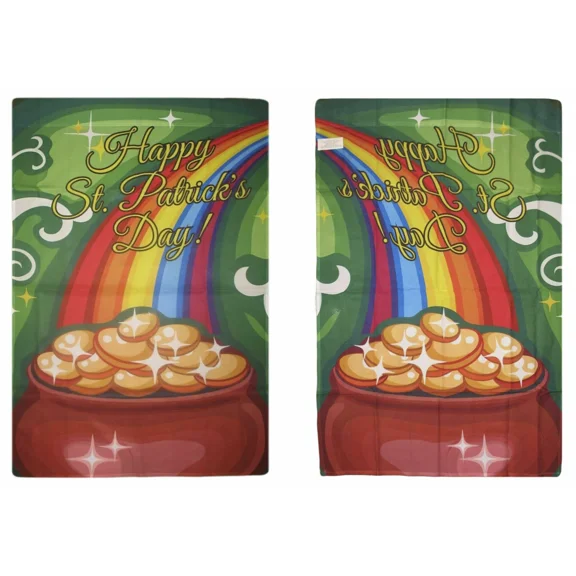 PURELY- 28X40 St. Patrick'S Day Pot Of Gold Nylon Sleeved Garden Flag