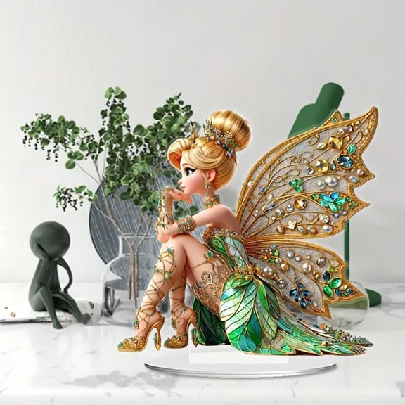 PURELY- 2D Acrylic Fairy Garden Decor - Mini Statue For Shelf/Window/P ??