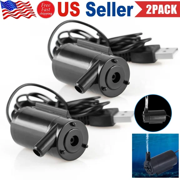 PURELY- 2Pc Mini Water Pump Small Mute Submersible 1 M Usb Cable Garden Home Fountain