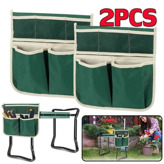PURELY- 2Pcs Folding Garden Kneeler Seat Tool Pouch Portable Stool Pad Chair Storage Bag