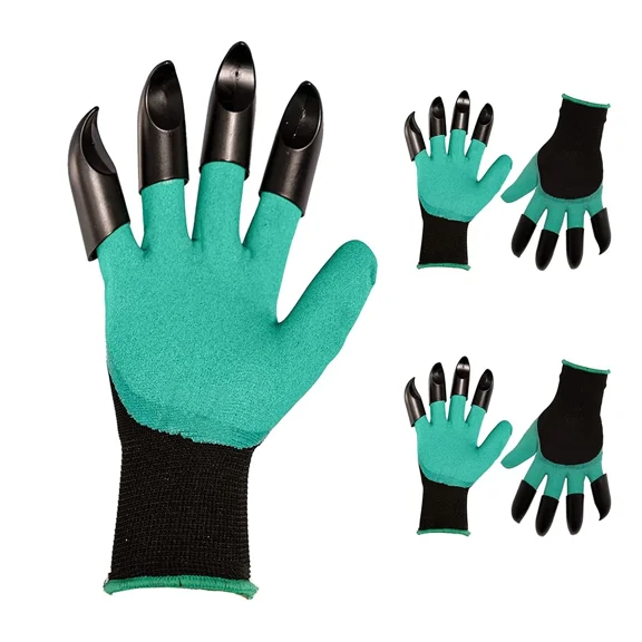 PURELY- 2Pk Durable Garden Gloves With Claws Digging Soil And Planting Gardening Gloves