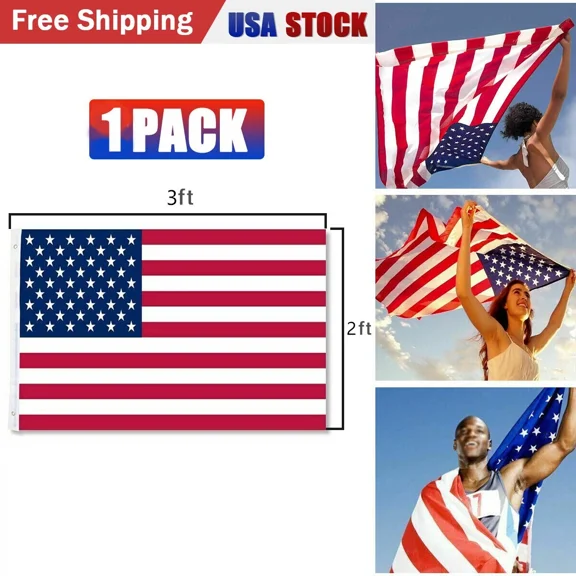 PURELY- 2X3Ft American Flag Uv Resistant Polyester Durable Home Garden Commercial Hot