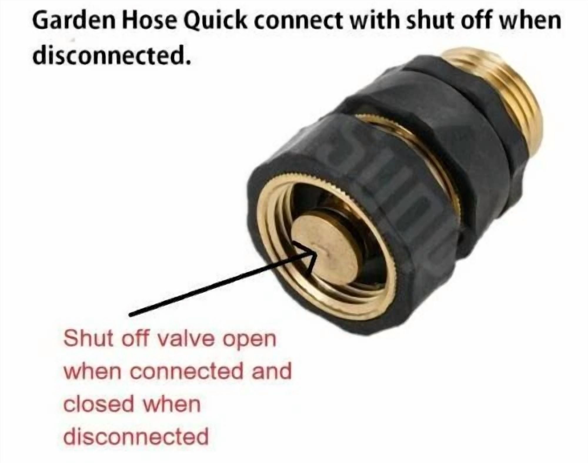 PURELY- 3/4' Garden Hose Quick Connect Brass Aluminum Female Male With Shut Off
