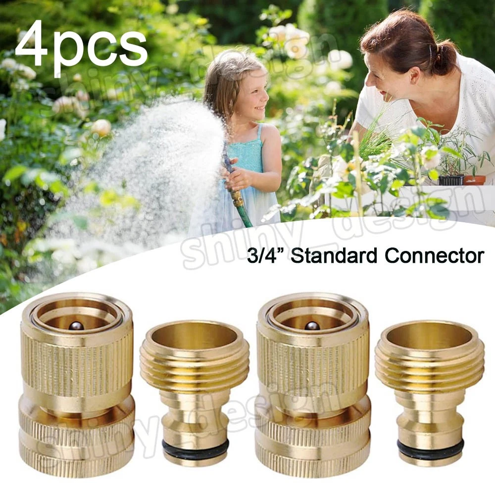 PURELY- 3/4"Garden Hose Quick Connect No-Leak Water Hose Connector Fit Brass Female Male