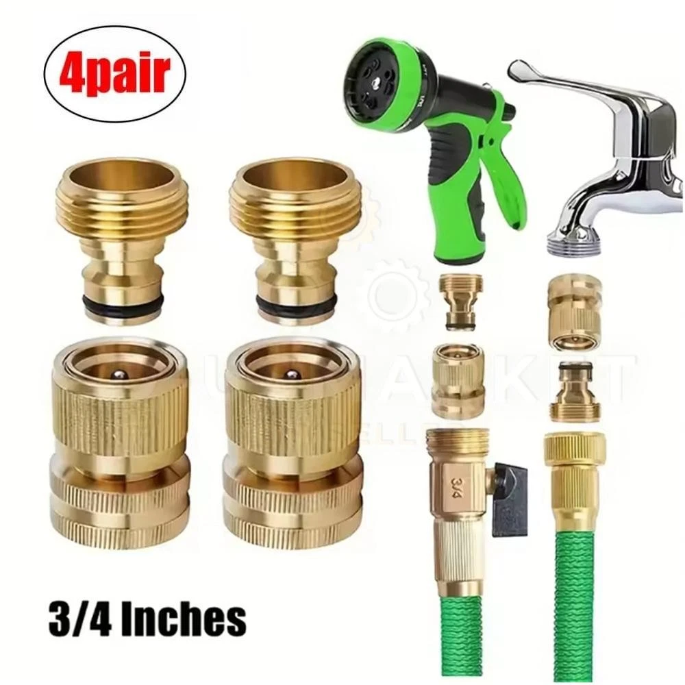 PURELY- 3/4" Garden Hose Quick Connect Water Hose Fit Brass Female Male Connector Set Us