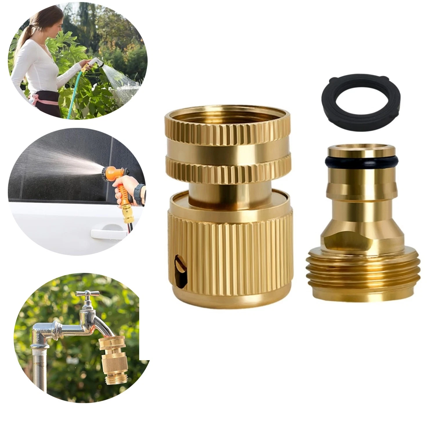 PURELY- 3/4" Garden Hose Quick Connect Water Hose Fit Female Male Connector Set Fitting