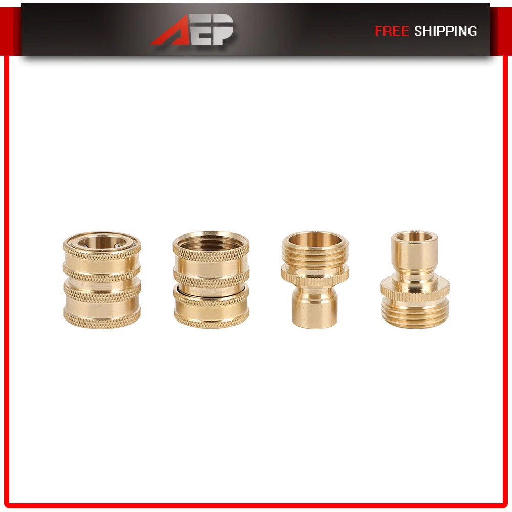 PURELY- 3/4" Garden Hose Quick Connect Water Solid Brass Female Male Connector Set