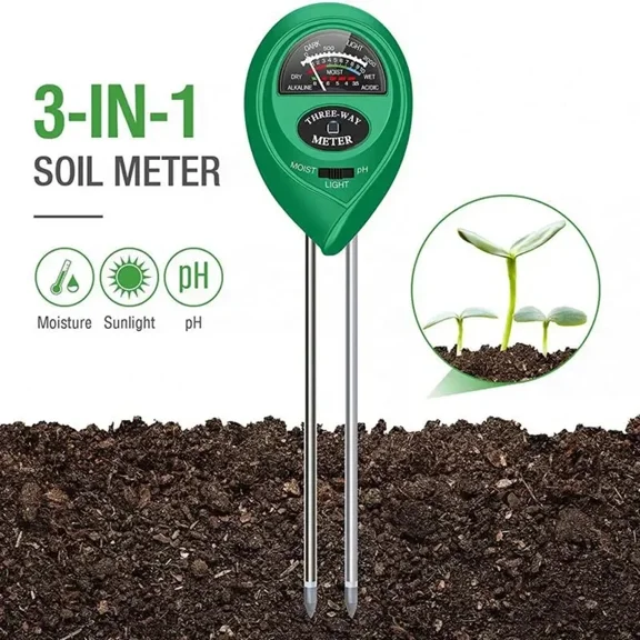 PURELY- 3-In-1 Gardening Soil Meter Ph Sunlight Moisture Detector Plant Garden
