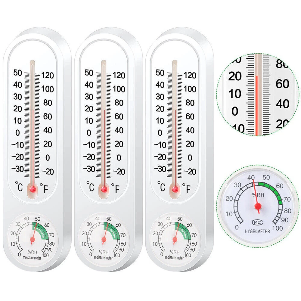 PURELY- 3 Wall Thermometers For Garden, Greenhouse, Garage & Humidity Monitoring At Home