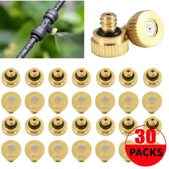 PURELY- 30X Brass Misting Nozzles Water Mister Sprinkle For Cooling System Garden Tool