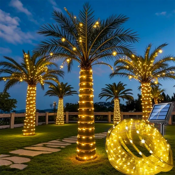 PURELY- 39Ft Rope Solar String Lights Outdoor Waterproof Led Garden Fairy Light Pvc Tube