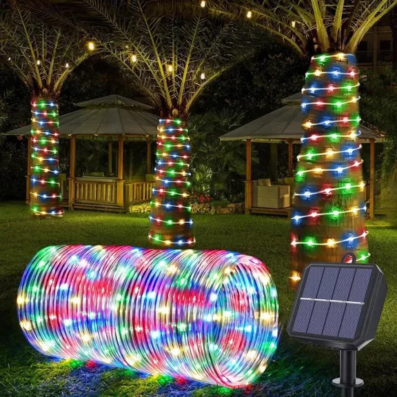 PURELY- 39Ft Solar Rope Lights Outdoor Waterproof Led Pvc Tube Fairy String Light Garden