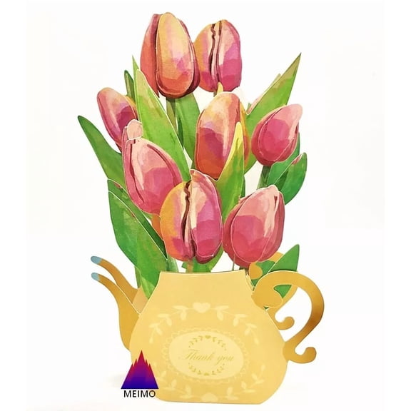 PURELY- 3D Pop Up Greeting Card Flower Floral Birthday Love Mom Mother Garden Spring