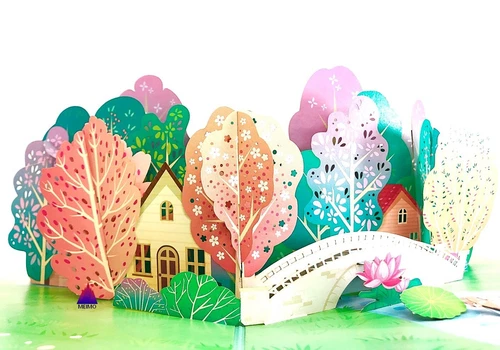 PURELY- 3D Pop Up Greeting Card Seasons Yard Garden Nature Birthday Mom Thank You Spring