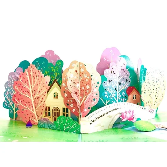 PURELY- 3D Pop Up Greeting Card Seasons Yard Garden Nature Birthday Mom Thank You Spring
