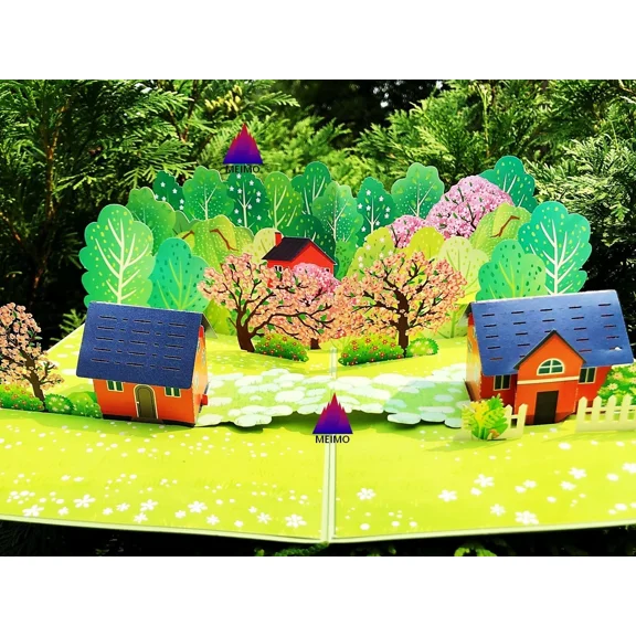 PURELY- 3D Pop Up Greeting Card Spring Yard Flowers Floral Landscaping Garden Family Mom