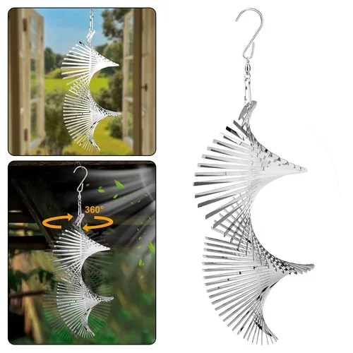PURELY- 3D Wind Chimes Metal Spiral Reflector Outdoor Garden Yard Hanging Decor Ornament