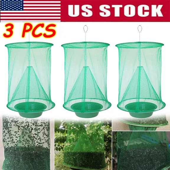 PURELY- 3X Garden Ranch Fly Trap Reusable Pest Bug Hanging Catcher Flies Killer Cage Net