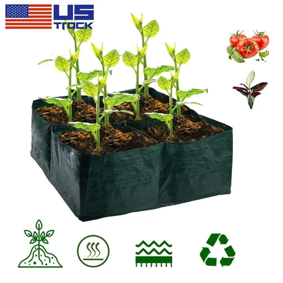PURELY- 4 Grids Planting Growing Bags Vegetable Container Pot Nursery Soil Garden