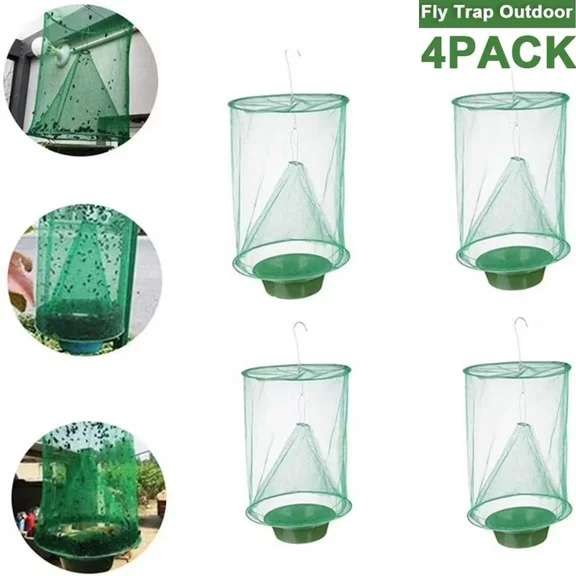 PURELY- 4 Pack Reusable Fly Trap Garden Ranch Orchard Trap,Ranch Fly Trap Flay Catcher