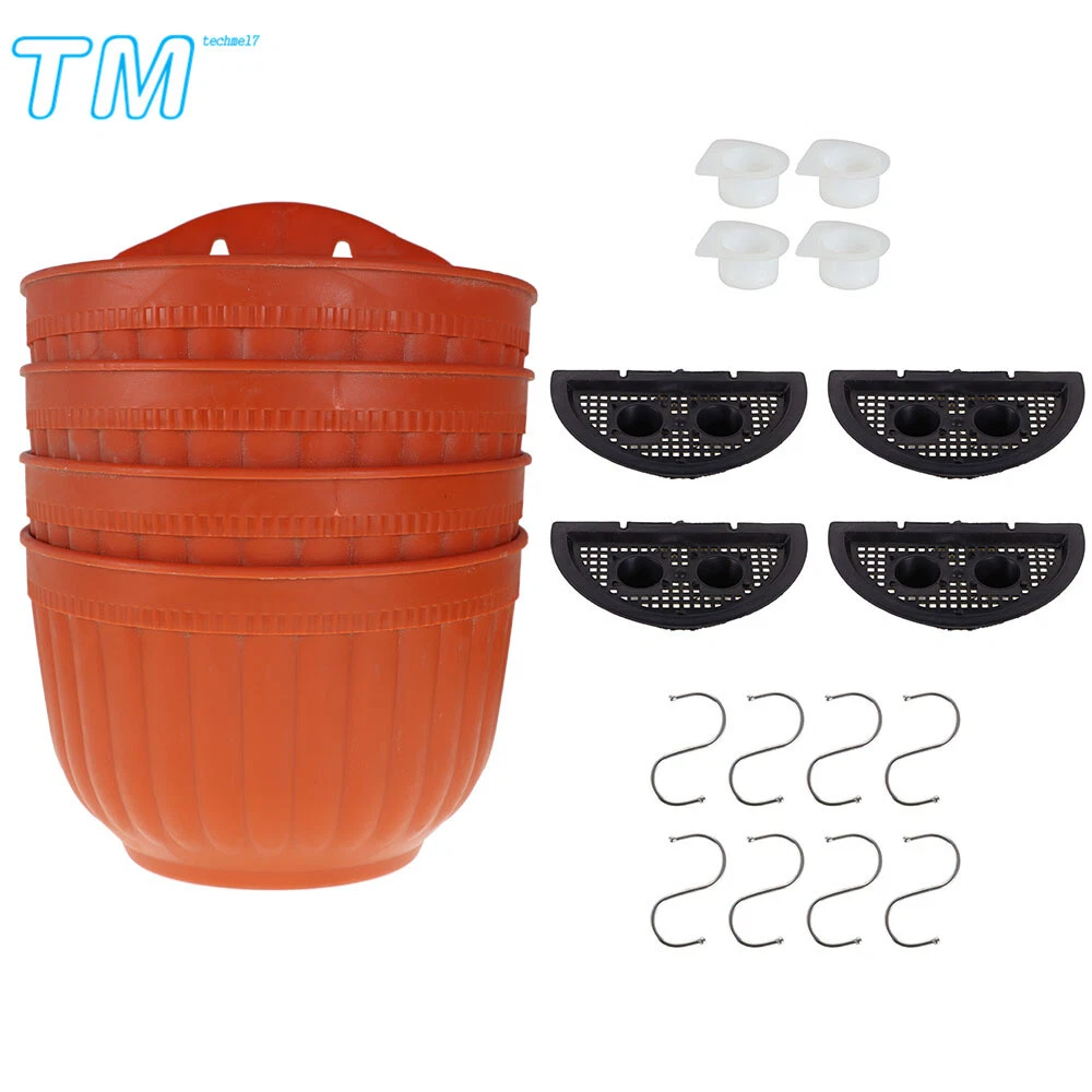 PURELY- 4 Pcs Intelligent Design Hanging Planter Flower Pot For Garden Porch Balcony